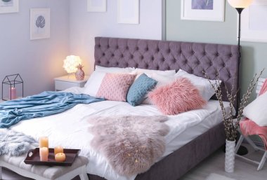 Şık odası iç rahat yatak