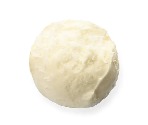 Labdát a finom vanília fagylalttal, fehér háttér — Stock Fotó