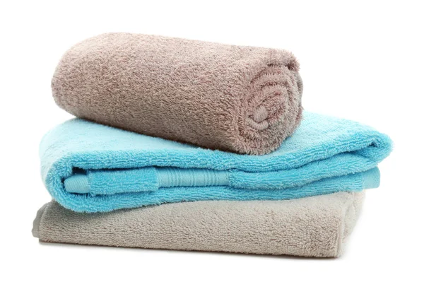 Clean soft towels on white background — Stock Photo, Image