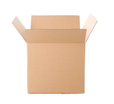 Karton kutuyu beyaz arkaplanda aç