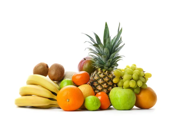 Set of fresh tropical fruits on white background — Stock Photo, Image