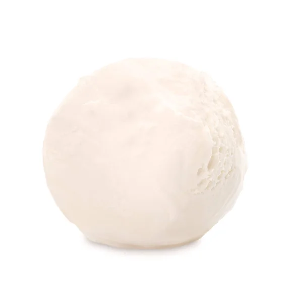 Bola de delicioso helado de vainilla sobre fondo blanco — Foto de Stock