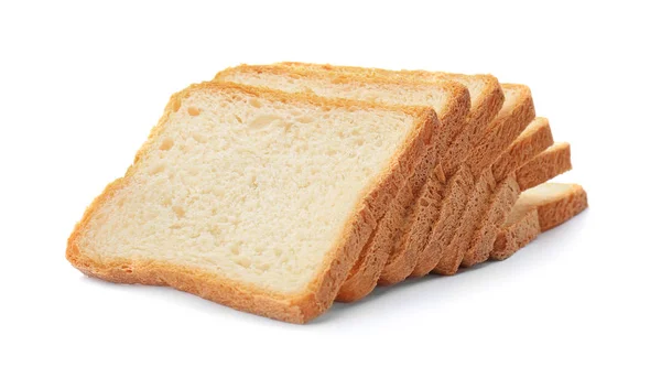 Toastbrot in Scheiben auf weißem Hintergrund — Stockfoto