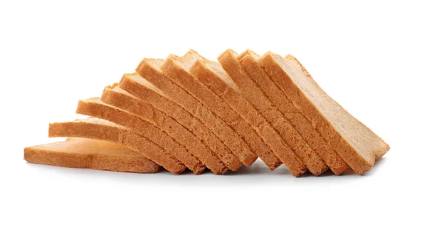 Pão torrado fatiado no fundo branco — Fotografia de Stock