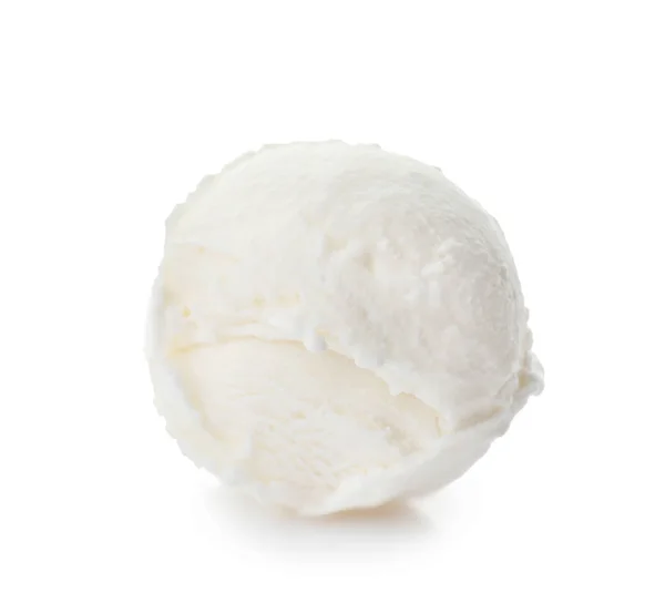 Ball of tasty vanilla ice cream on white background — Stock Photo, Image