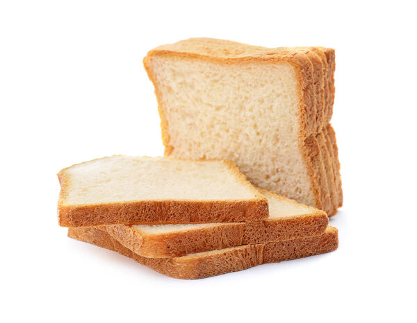 Sliced toast bread on white background