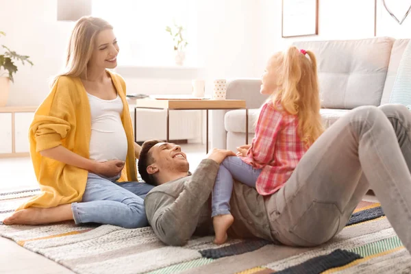 Young Pregnant Woman Her Family Home — Stock Photo, Image