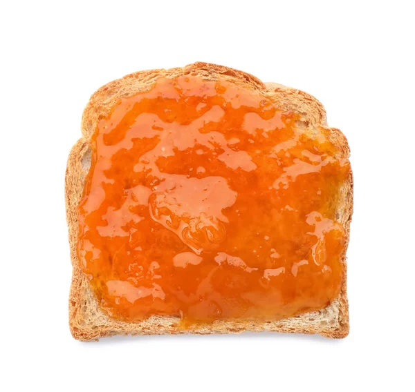 Toast avec confiture sur fond blanc, vue de dessus — Photo