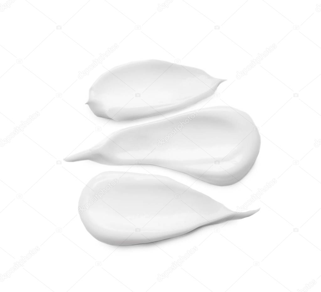 Cream smears on white background. Cosmetic product