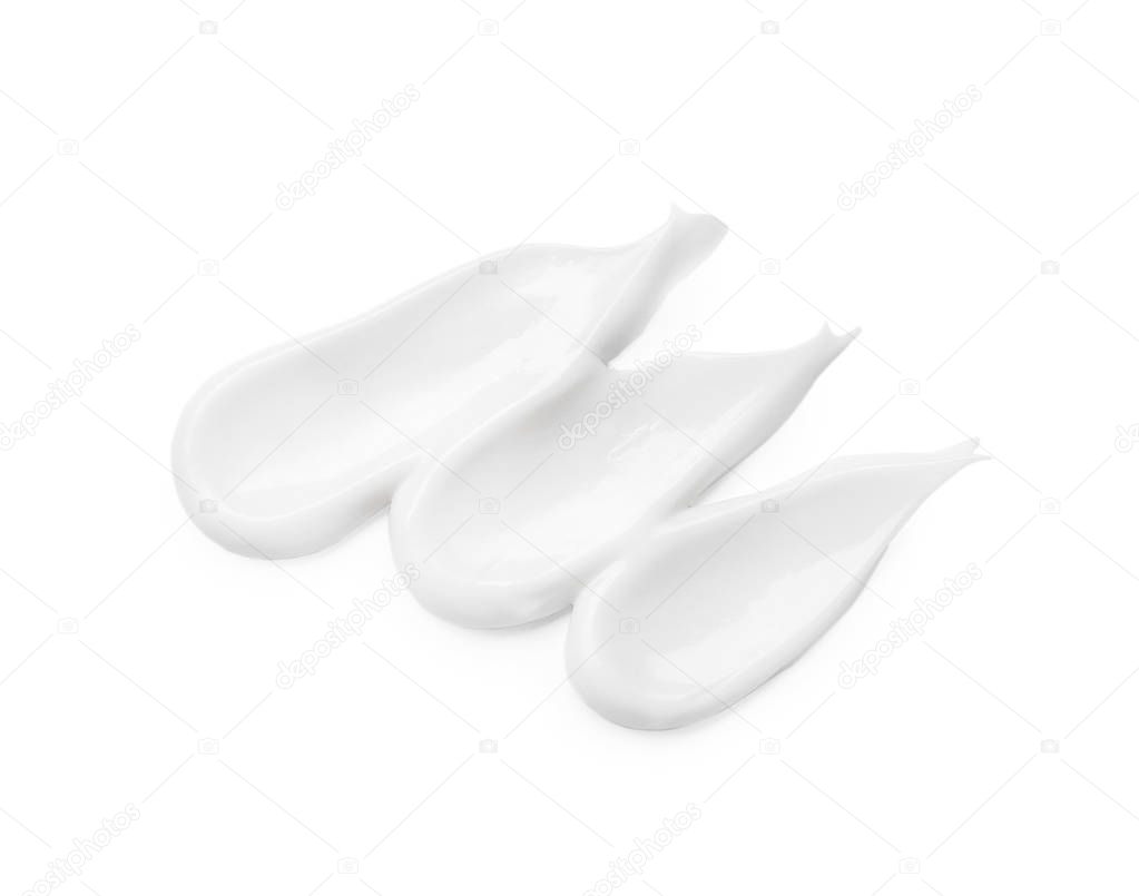Cream smears on white background. Cosmetic product