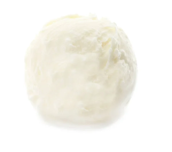 Bola de sabroso helado de vainilla sobre fondo blanco — Foto de Stock