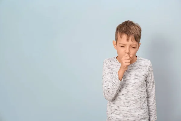 Little Boy Coughing Light Background — Stock Photo, Image