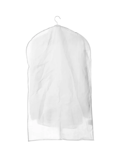 Schone kleren na chemisch reinigen op witte achtergrond — Stockfoto