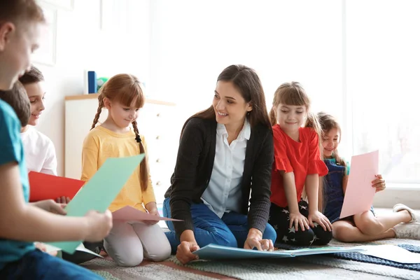 Cute Little Children Teacher Classroom School — Stock Photo, Image