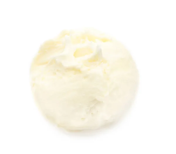 Boule de glace vanille savoureuse sur fond blanc — Photo