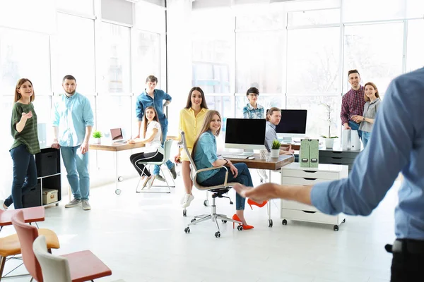 Young people having business training in office