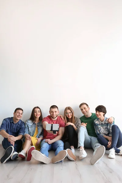 Happy Friends Taking Selfie Indoors — Stock Photo, Image