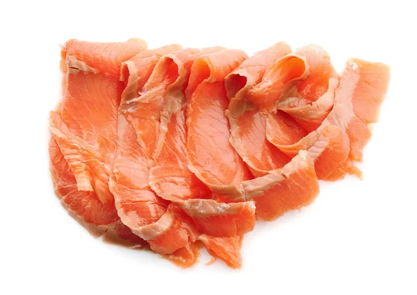 Filé de salmão fatiado fresco sobre fundo branco — Fotografia de Stock