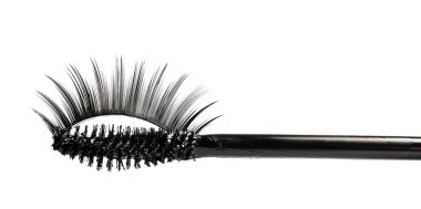 Maskara fırça ile beyaz arka plan üzerinde yanlış eyelashes