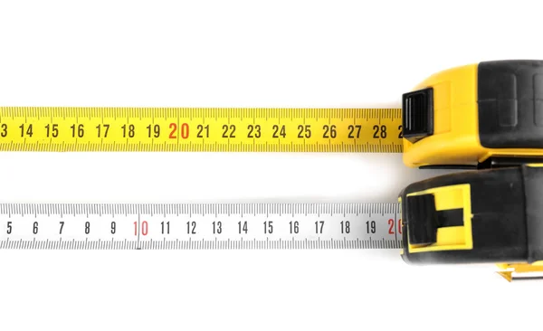 Measuring tapes on white background — Stock Photo, Image