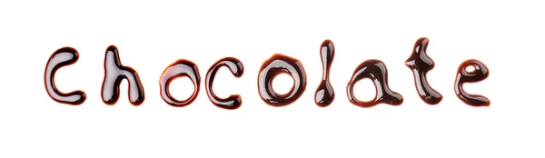 単語チョコレート製の白い背景の上のソース — ストック写真