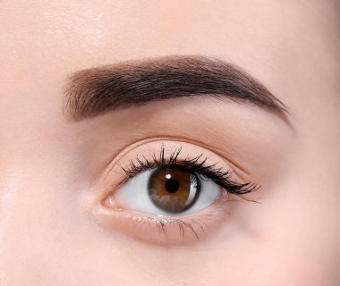 Açık renkli, closeup üzerinde mükemmel kaşları ile güzel kadın