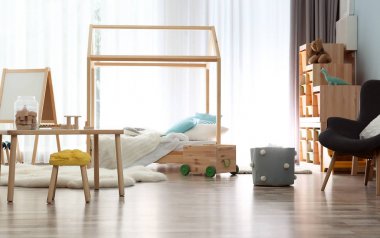 Modern çocuk oda iç ayarı. Ev tasarımı için fikir