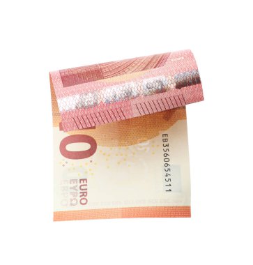 Uçan 10 Euro banknot beyaza izole edildi