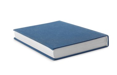 Beyaz arkaplan üzerinde boş mavi kapaklı kitap