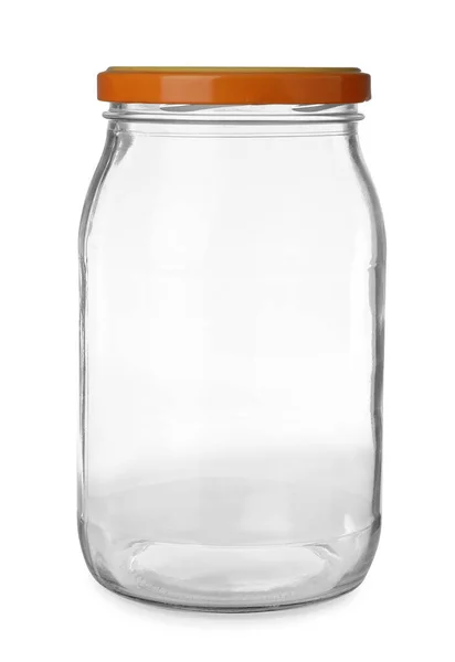Glass jar for pickled food on white background — Stock Photo, Image