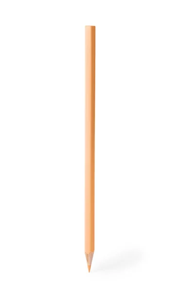 Абрикосовый деревянный карандаш на белом фоне. Школьные канцтовары — стоковое фото