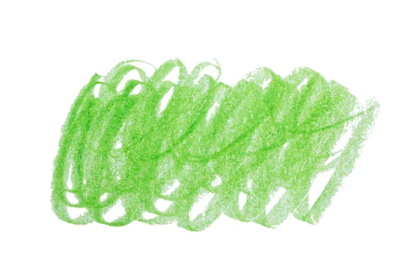 Green pencil scribble on white background, top view — Stock Photo, Image