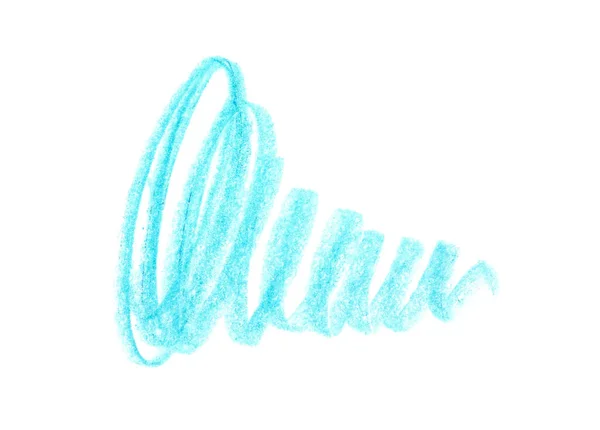 Blue pencil scribble on white background, top view — Stock Photo, Image