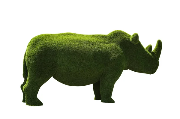 Hermoso Topiario Forma Rinoceronte Aislado Blanco Jardinería Paisajística — Foto de Stock