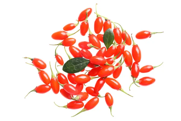 Fresh ripe goji berries on white background, top view — Stock Photo, Image