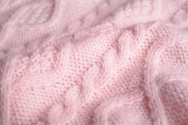Růžový pletený svetr jako pozadí, detailní pohled — Stock fotografie