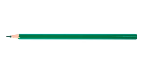 Lápis de madeira verde sobre fundo branco, vista superior. Papelaria escolar — Fotografia de Stock