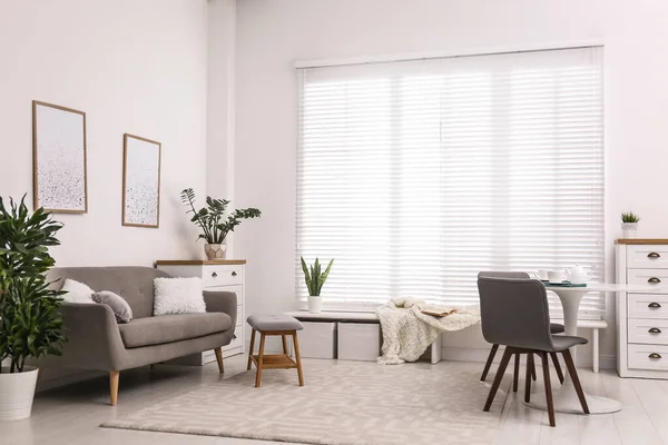 Modernt vardagsrum inredning med eleganta möbler — Stockfoto