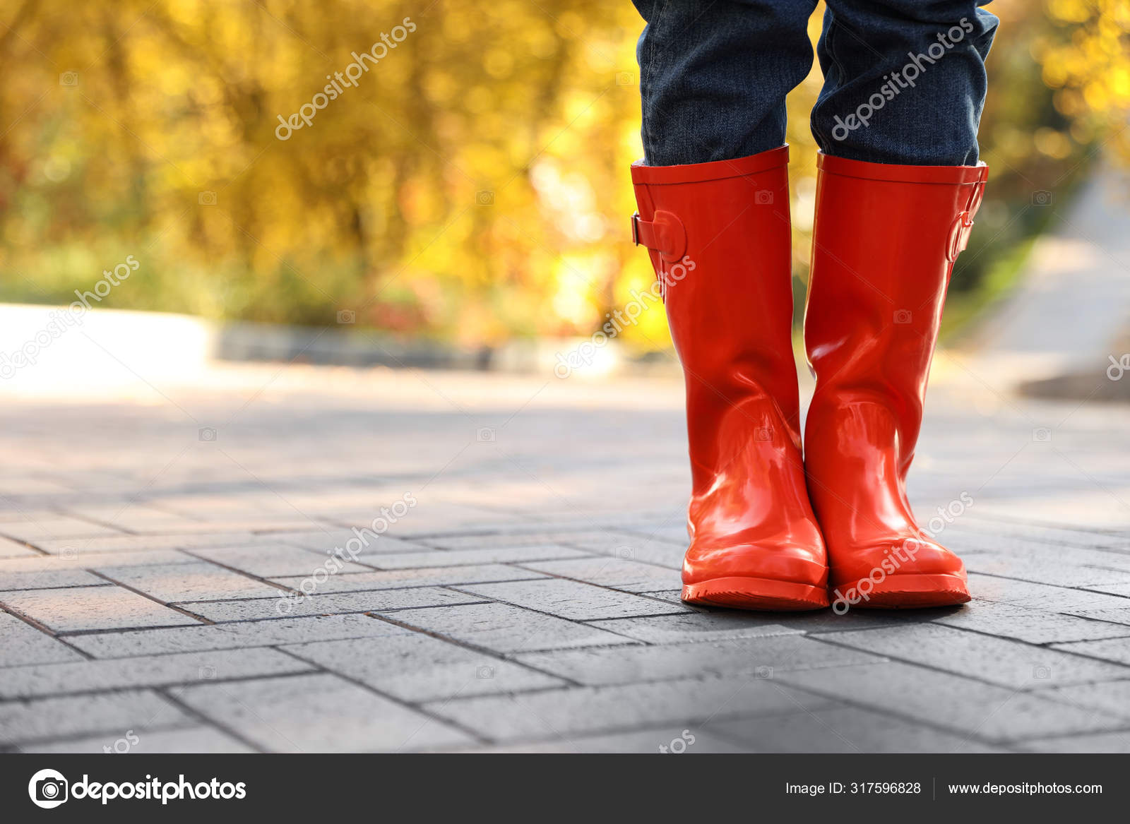 red rubber boots