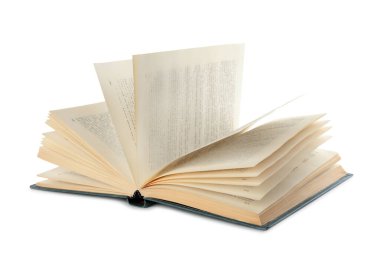 Beyaz arkaplan üzerine eski bir kitap aç