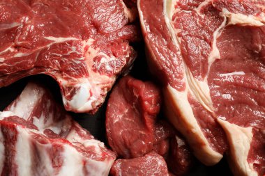Closeup view of fresh cut raw meat clipart