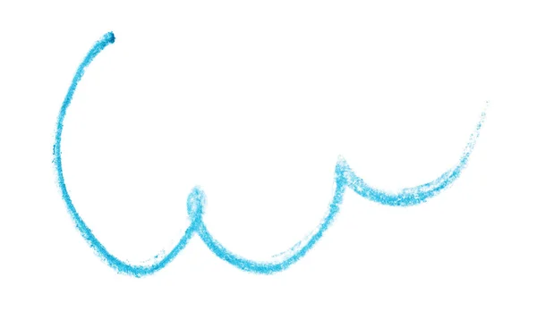 Blue pencil scribble on white background, top view — Stock Photo, Image