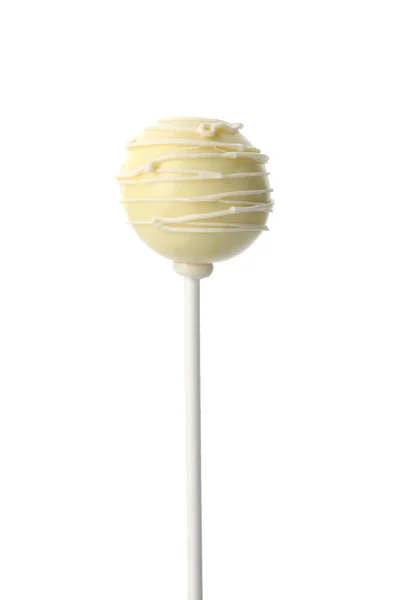 Dulce pastel decorado pop sobre fondo blanco — Foto de Stock