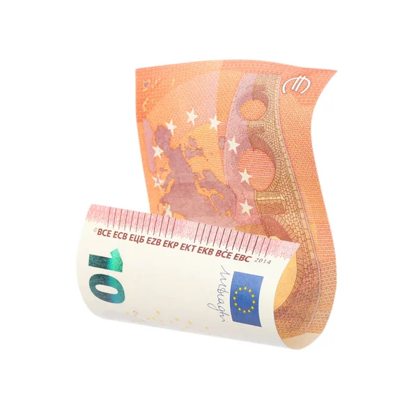ホワイトに隔離された10ユーロ紙幣を飛んで — ストック写真