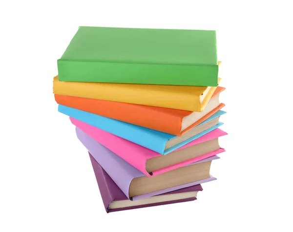 Stack of colorful books on white background — Stock Photo, Image