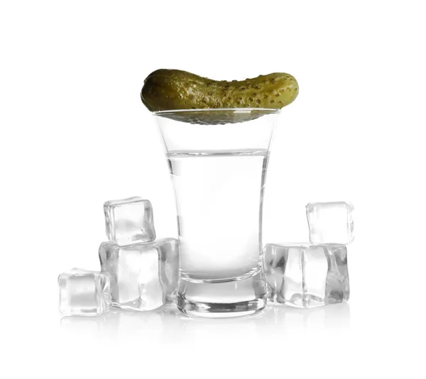 Russian Vodka Pickle Ice Cubes Isolated White Stock Image