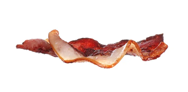 Bande Bacon Frit Croustillante Isolée Sur Blanc Ingrédient Sandwich — Photo