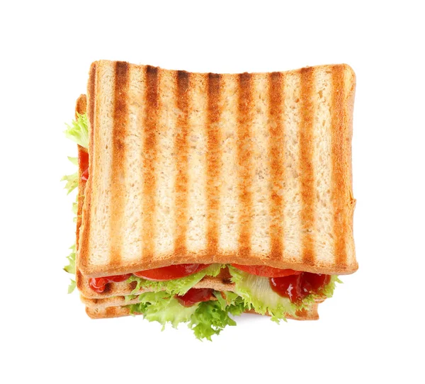 Вкусный Сэндвич Изолирован Белом Над Видом — стоковое фото
