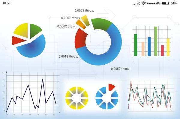 Different Colorful Graphs Statistic Information Illustration — Stock Photo, Image