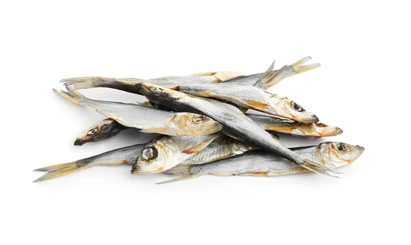 Peixe Seco Saboroso Isolado Branco Frutos Mar — Fotografia de Stock